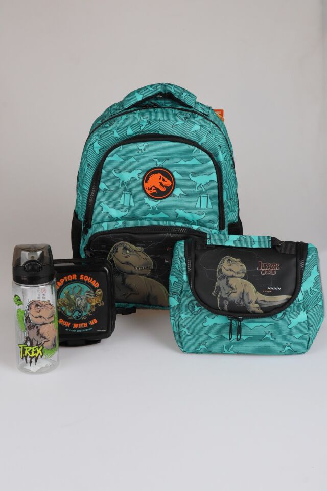 x Dekomus ''T-Rex Force Collection'' Jurassıc World Lisanslı Okul ve Beslenme Çantası,Matara,Beslenme Kabı Seti