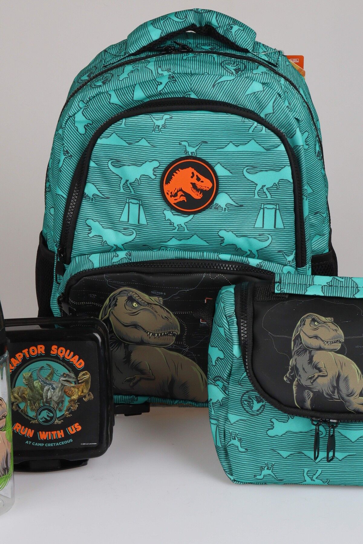 x Dekomus ''T-Rex Force Collection'' Jurassıc World Lisanslı Okul ve Beslenme Çantası,Matara,Beslenme Kabı Seti