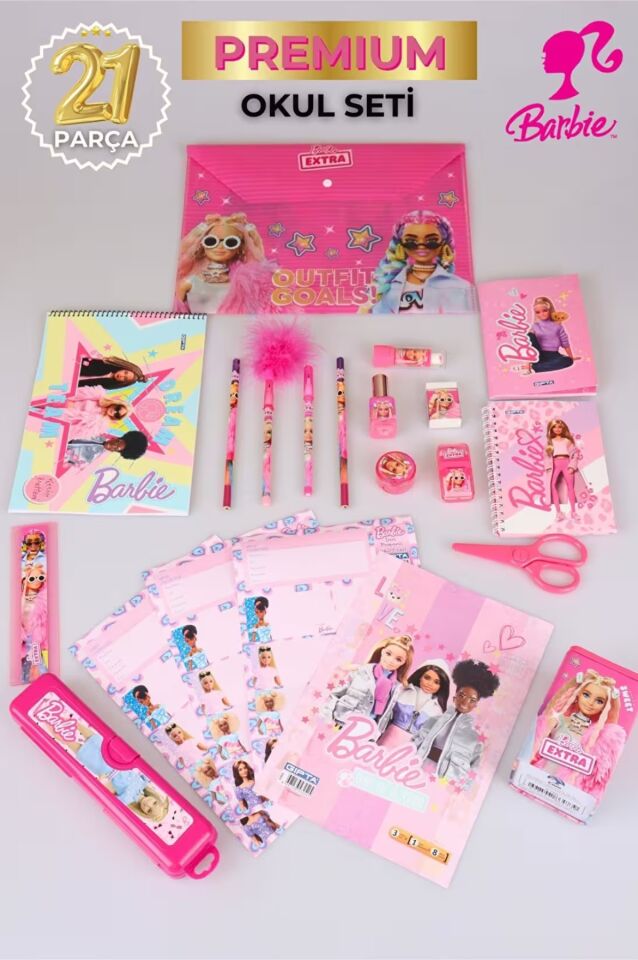 YENİ SEZON LİSANSLI BARBIE  21 PARÇA FULL + FULL KIRTASİYE / OKUL SETİ