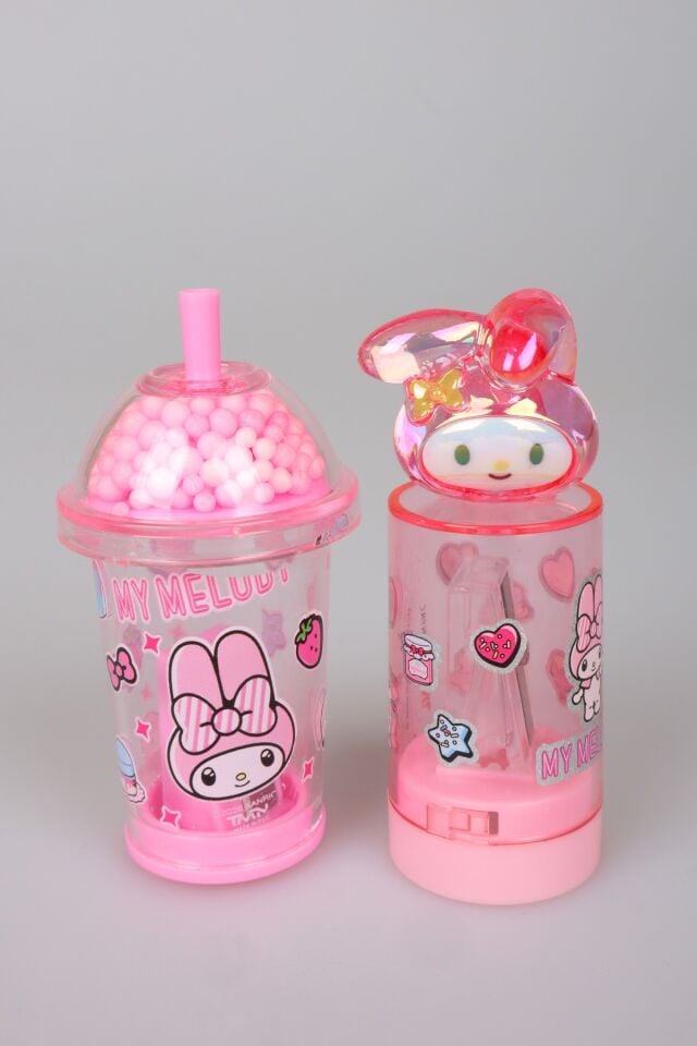 x Dekomus Lisanslı My Melody My Mug Boncuklu ve 3D Figürlü Tek Bıçaklı Kalemtraş Seti