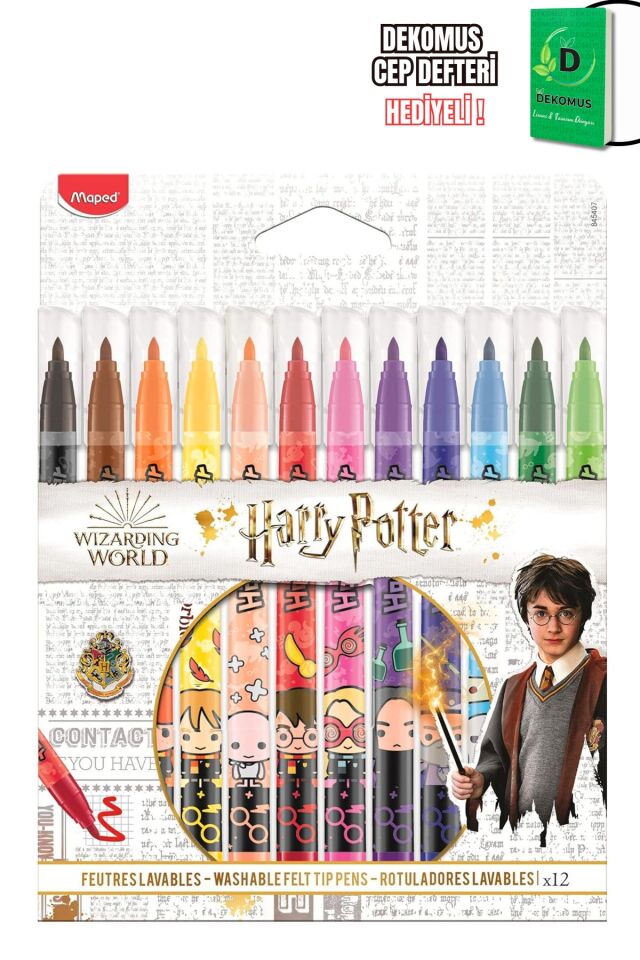 Maped x Dekomus Lisanslı Harry Potter Magic School Collection 12'li Keçeli Kalem ''Dekomus Cep Defteri Hediyeli''