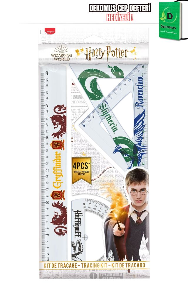 Maped x Dekomus Lisanslı Harry Potter Magic School Collection 30 Cm 4'lü Cetvel Seti ''Dekomus Cep Defteri Hediyeli''