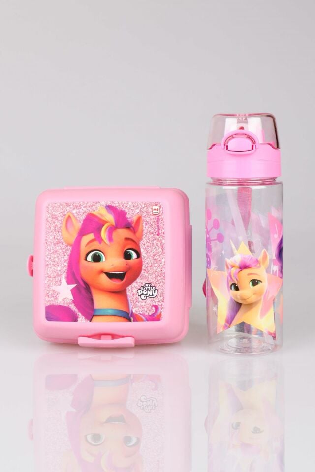 LİSANSLI PONY TRITAN MATARA 500 ML VE 2 KATLI BESLENME KABI/LUNCH BOX SETİ