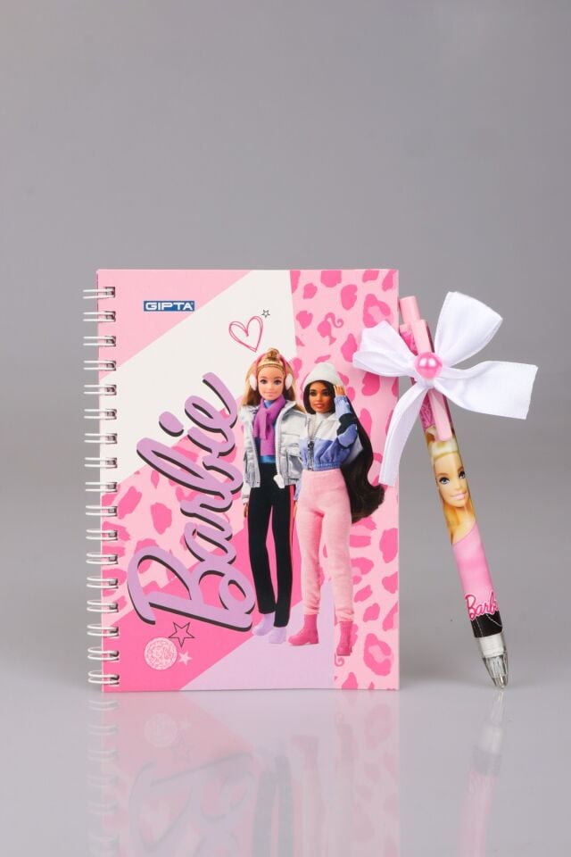 ''DEKOMUS CEP DEFTERİ HEDİYELİ'' YENİ SEZON LİSANSLI BARBIE ÇİZGİLİ NOT DEFTERİ / BLOKNOT VE FİYONKLU UÇLU KALEM 0.7 MM 2'LİSİ