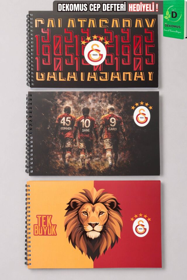 x Dekomus Cep Defteri Hediyeli Lisanslı Galatasaray Yeni Sezon 17x24 Cm 15 Yaprak Resim Defteri Tek Adet