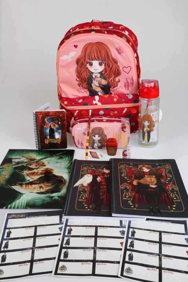 x Dekomus ''Magic Girl Collection'' Hermione Granger Lisanslı Kırtasiye Seti İlkokul ve Kalem Çantası,700 ml Matara,A4 defter