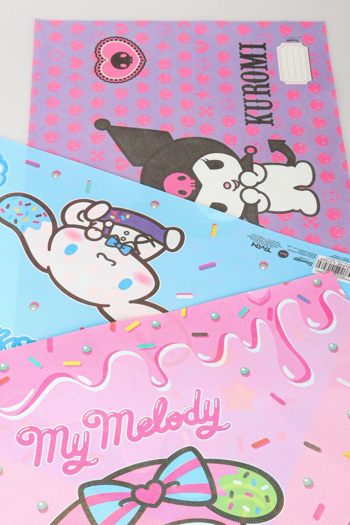 x Dekomus Lisanslı Sanrio Best Friends 3 Adet Beslenme Örtüsü My Melody,Kuromi,Cinnamoroll