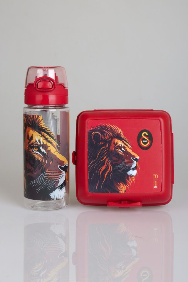 ''DEKOMUS CEP DEFTERİ HEDİYELİ'' YENİ SEZON LİSANSLI GALATASARAY LEON ASKILI 500 ML TRITAN MATARA VE BESLENME KABI SETİ