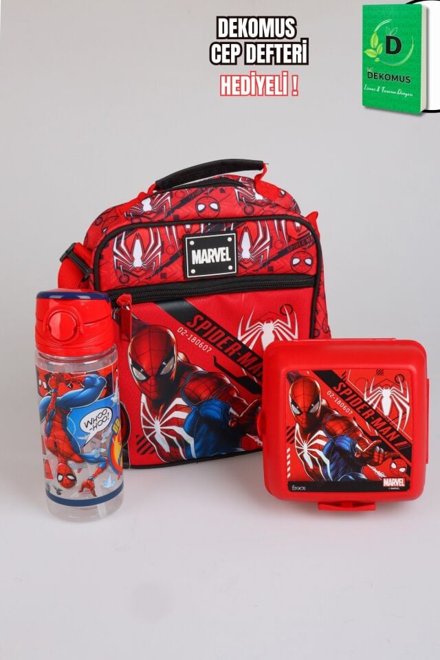 x Dekomus Lisanslı Spiderman Gamevers Collection Termoslu Beslenme Çantası,Beslenme Kabı,Matara Seti