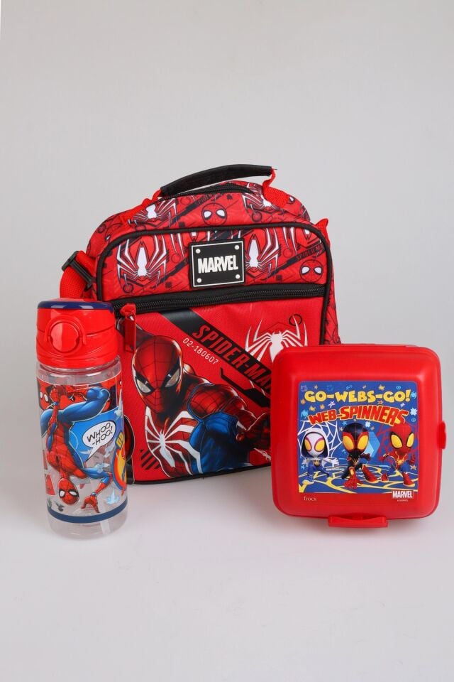 x Dekomus Lisanslı Spiderman Gamevers Collection Termoslu Beslenme Çantası,Beslenme Kabı,Matara Seti