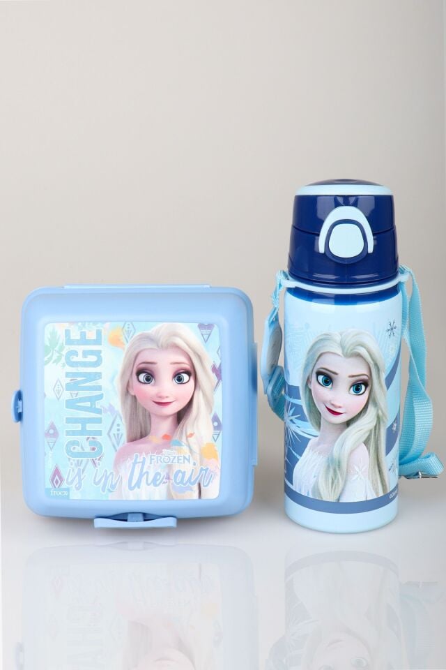 x Dekomus Lisanslı Elsa Frozen Ice Princess Collection 500 Ml Çelik Matara Ve Beslenme Kabı Seti