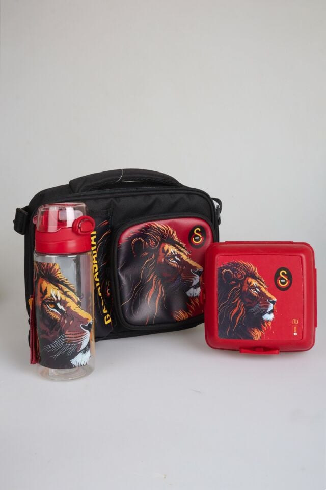 ''DEKOMUS CEP DEFTERİ HEDİYELİ'' YENİ SEZON LİSANSLI GALATASARAY LEON 3 BÖLMELİ BESLENME ÇANTASI,500 ML MATARA VE BESLENME KABI SETİ