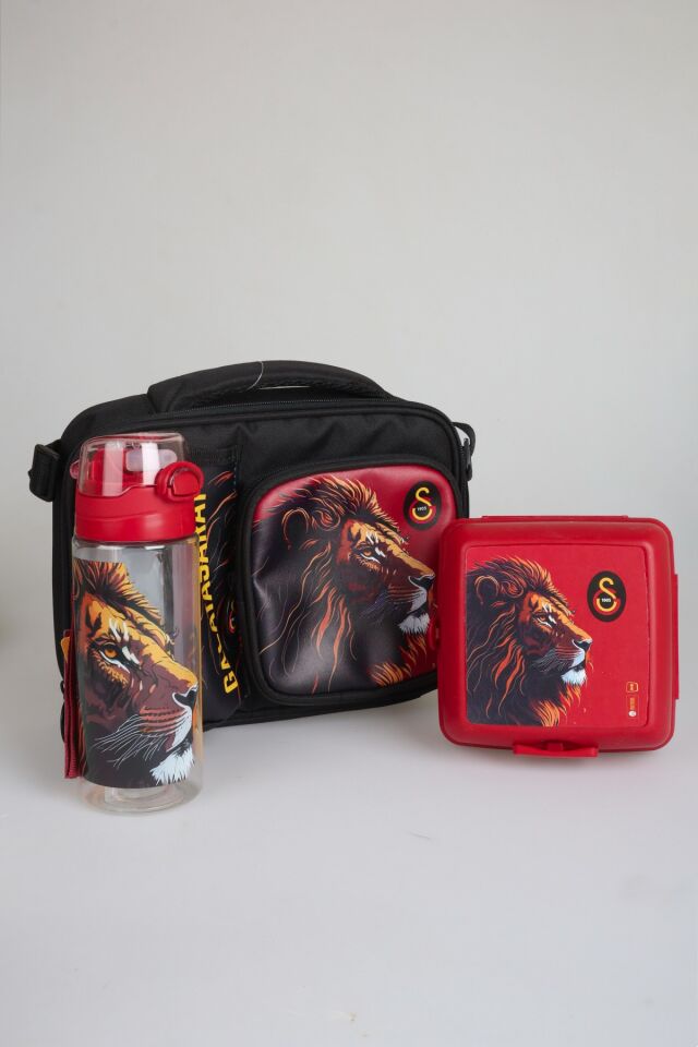 ''DEKOMUS CEP DEFTERİ HEDİYELİ'' YENİ SEZON LİSANSLI GALATASARAY LEON 3 BÖLMELİ BESLENME ÇANTASI,500 ML MATARA VE BESLENME KABI SETİ