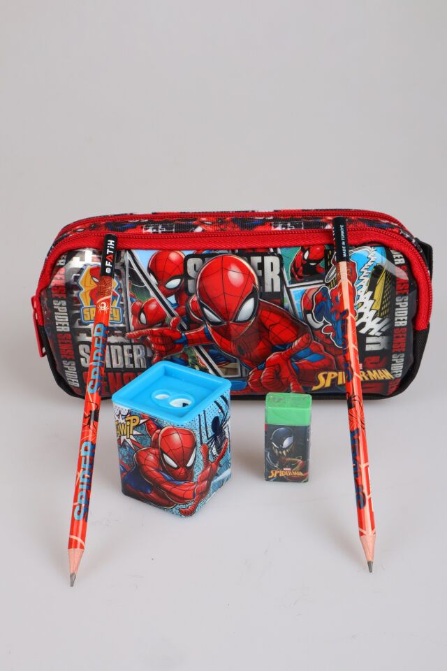 x Dekomus Lisanslı Spiderman Gamevers Collection Spiderman Kalem Çantası,2 Kurşun Kalem,Silgi ve Kalemtraş