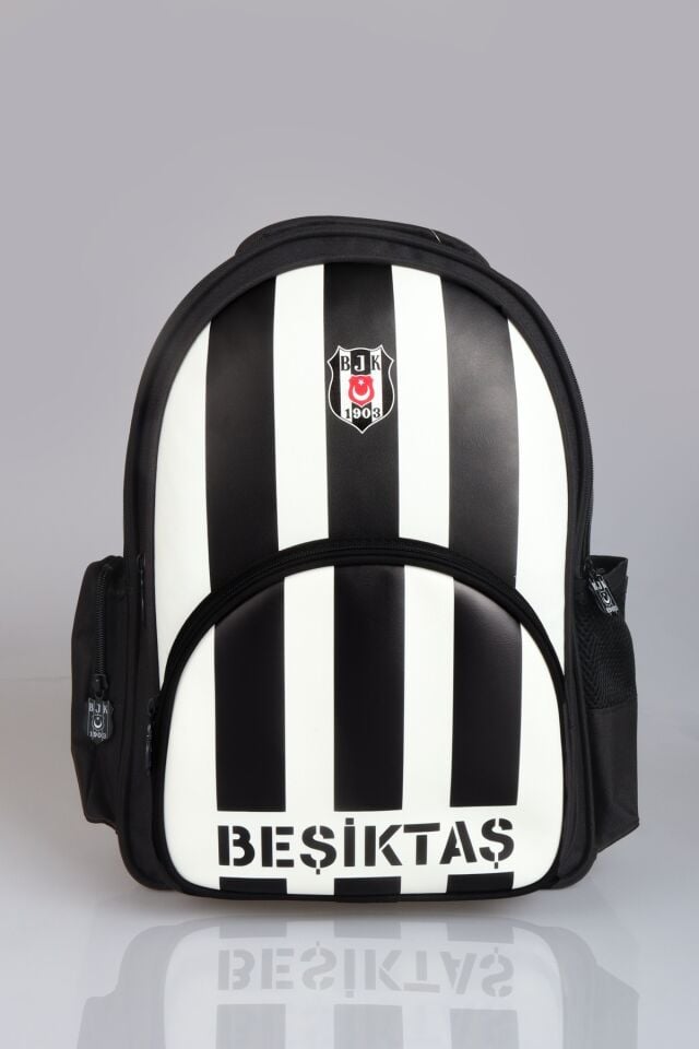 ''DEKOMUS CEP DEFTERİ HEDİYELİ'' YENİ SEZON LİSANSLI BEŞİKTAŞ ÇUBUKLU OKUL ÇANTASI