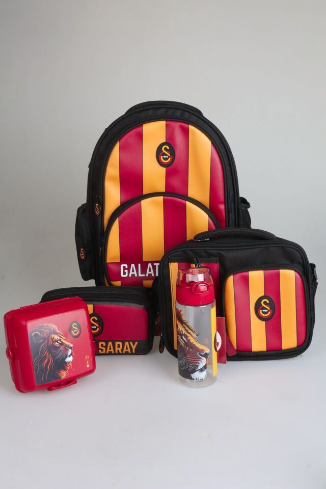 ''DEKOMUS CEP DEFTERİ HEDİYELİ'' YENİ SEZON LİSANSLI GALATASARAY PARÇALI OKUL,3 BÖLMELİ BESLENME VE KALEM ÇANTASI İLE 500 ML MATARA,BESLENME KABI SETİ