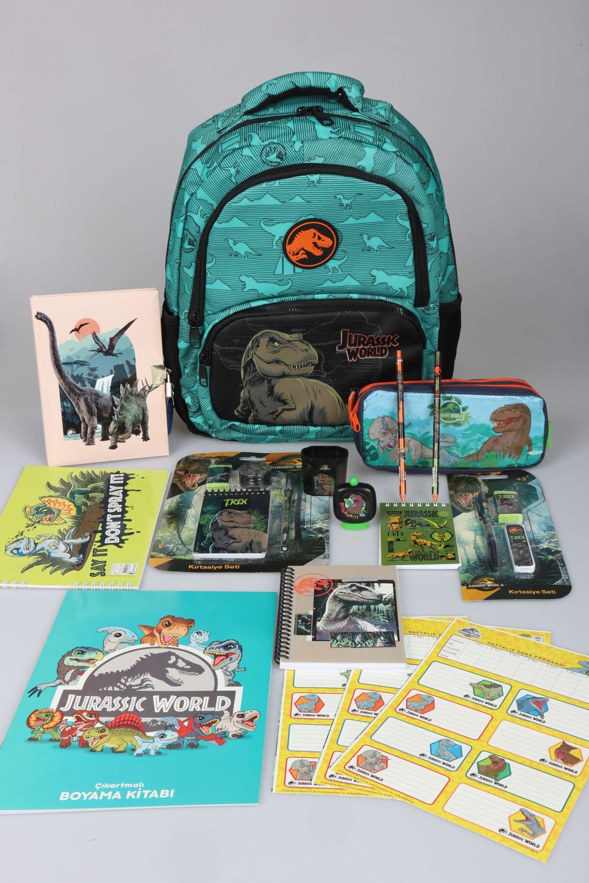 x Dekomus ''T-Rex Force Collection'' Jurassıc World Lisanslı Okul ve Kalem Çantası Kırtasiye Seti
