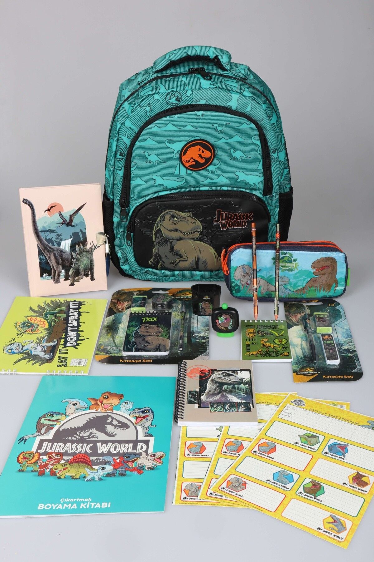 x Dekomus ''T-Rex Force Collection'' Jurassıc World Lisanslı Okul ve Kalem Çantası Kırtasiye Seti