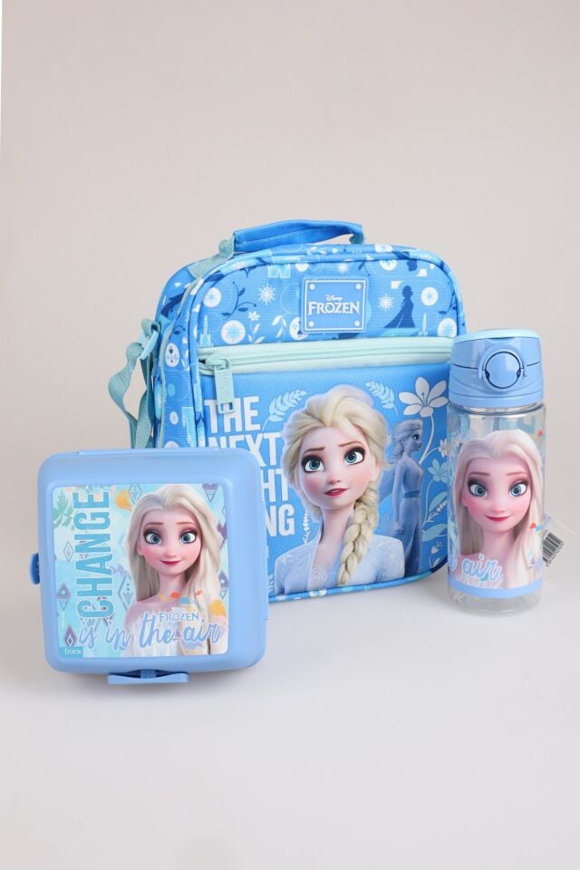 x Dekomus Lisanslı ''Ice Queen Collection'' Elsa Frozen Beslenme Çantası,Beslenme Kabı,500 Ml Matara Seti