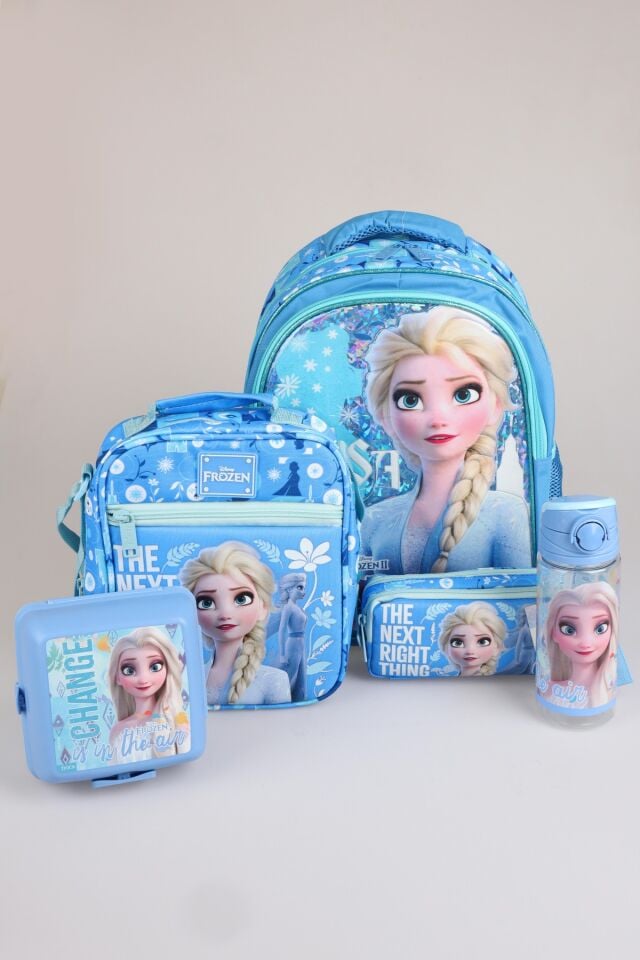 x Dekomus Lisanslı ''Ice Queen Collection'' Elsa Frozen Okul,Kalem ve Beslenme Çantası,Beslenme Kabı,500 Ml Matara Seti