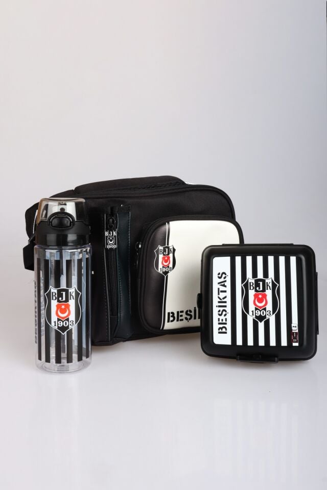 YENİ SEZON LİSANSLI BEŞİKTAŞ 3 BÖLMELİ ÇUBUKLU BESLENME ÇANTASI,BESLENME KABI VE MATARA SETİ