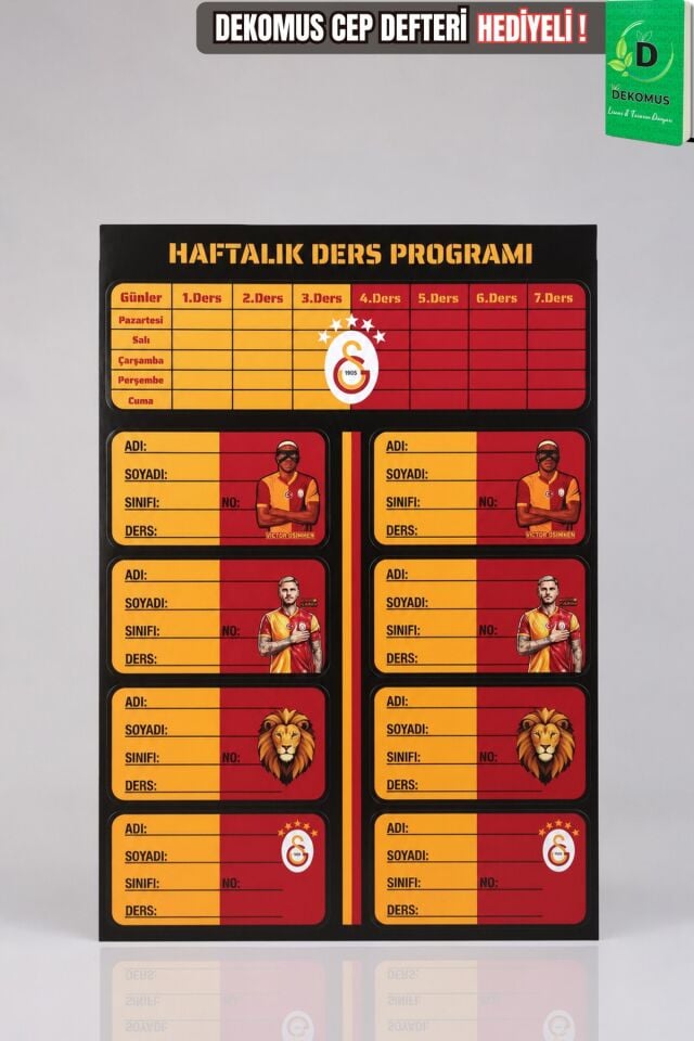 x Dekomus Cep Defteri Hediyeli  Lisanslı Galatasaray Victor Osimhen,Mauro Icardi 24'lü Okul Etiketi Yeni Sezon
