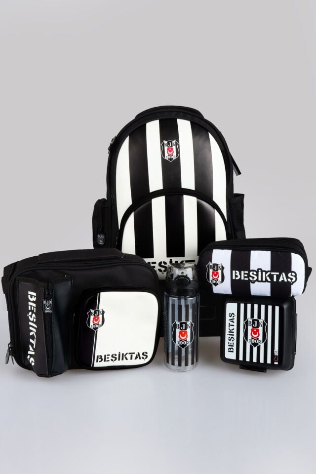 ''DEKOMUS CEP DEFTERİ HEDİYELİ'' YENİ SEZON LİSANSLI BEŞİKTAŞ FULL SET ÇUBUKLU OKUL,BESLENME VE KALEM ÇANTASI İLE BESLENME KABI,MATARA