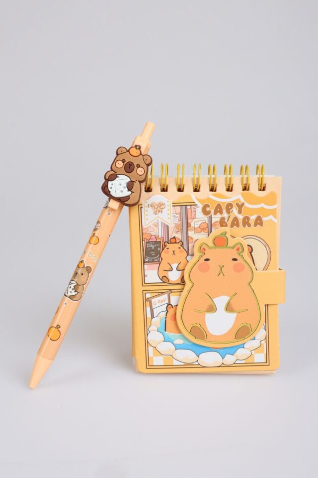 x Dekomus Capybara 3D A7 Not Defteri Ve 0.7 Mm Uçlu Kalem 2'lisi