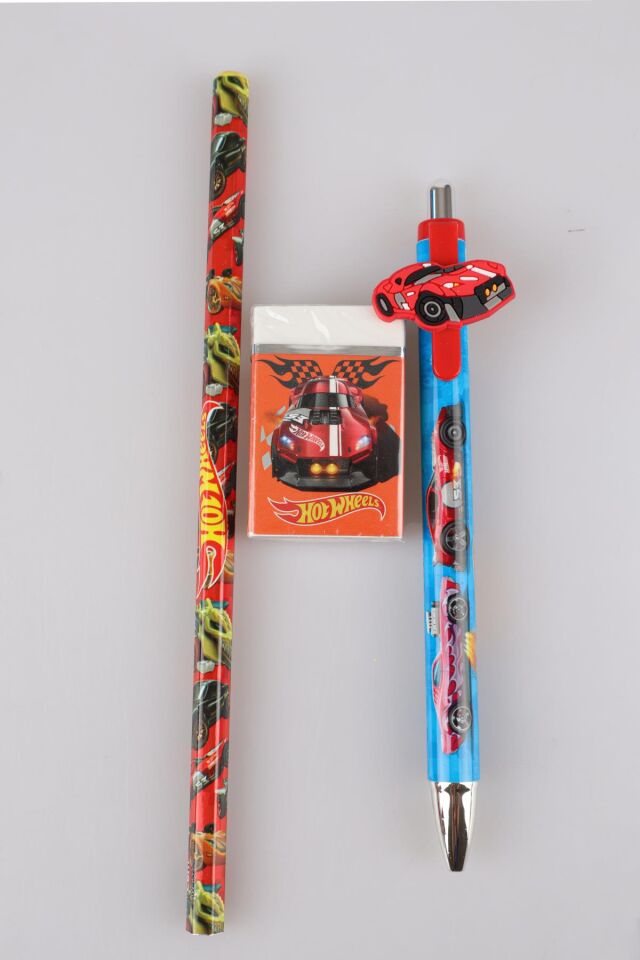2024 YENİ SEZON LİSANSLI HOT WHEELS VERSATİL UÇLU KALEM 0.7 MM ,KURŞUN KALEM VE SİLGİ SETİ