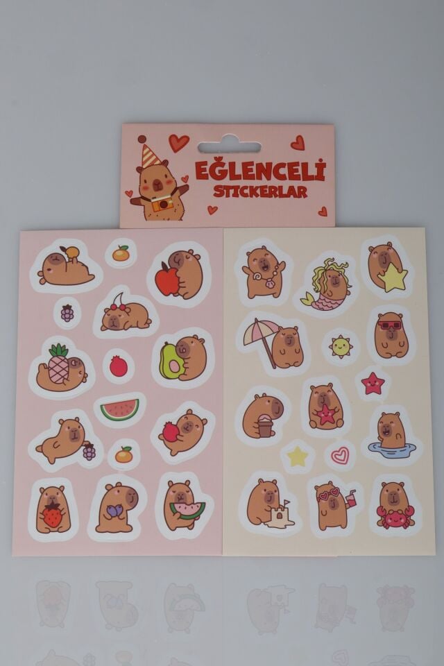 Capybara 2'Li Kuşe Sticker ''Dekomus Cep Defteri Hediyeli''