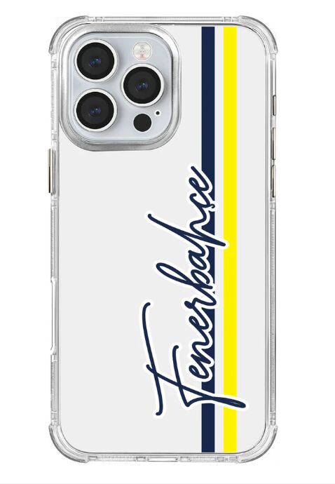 Lisanslı Fenerbahçe Iphone 16 Pro El Yazılı Sarı Lacivert Şeffaf Telefon Kılıfı ''Dekomus Cep Defteri Hediyeli''