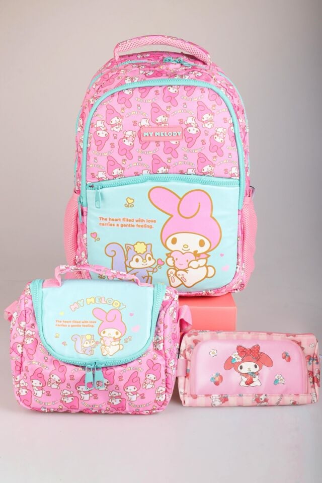 DEKOMUS İLE YENİ SEZON LİSANSLI MY MELODY&BEST FRIENDS ''MELOPINK KOLEKSİYONU'' OKUL,KALEM VE TERMOSLU BESLENME ÇANTASI SETİ