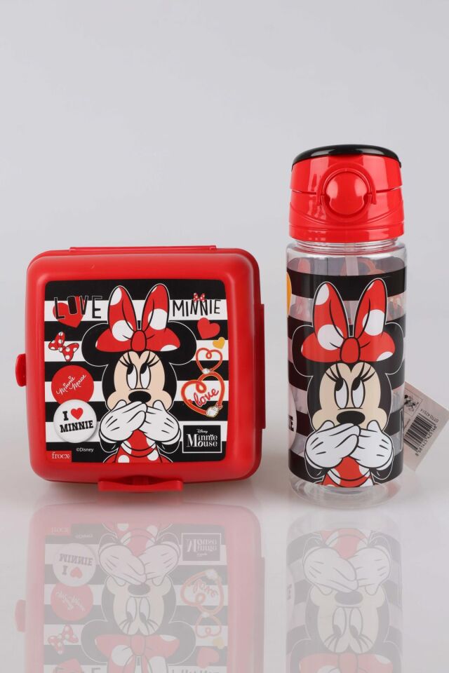 YENİ SEZON LİSANSLI MINNIE MOUSE BESLENME KABI VE TRITAN MATARA 500 ML BESLENME SETİ