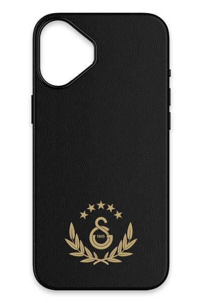 Lisanslı Galatasaray Iphone 16 5 Yıldız Gold Arma Deri Magsafe Telefon Kılıfı ''Dekomus Cep Defteri Hediyeli''