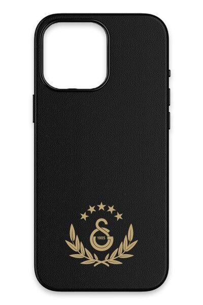 Lisanslı Galatasaray Iphone 16 Promax 5 Yıldız Gold Arma Deri Magsafe Telefon Kılıfı ''Dekomus Cep Defteri Hediyeli''
