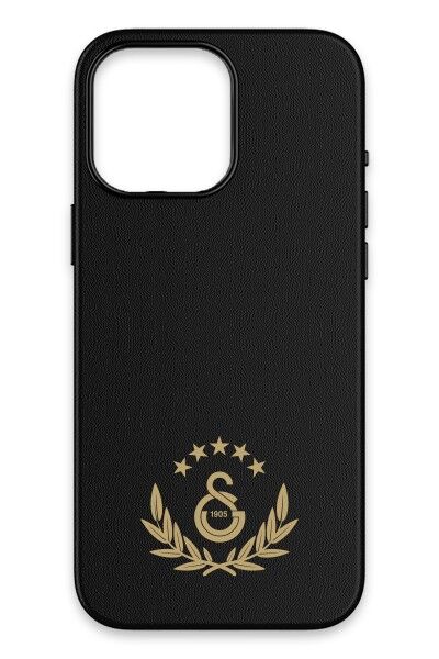 Lisanslı Galatasaray Iphone 16 Promax 5 Yıldız Gold Arma Deri Magsafe Telefon Kılıfı ''Dekomus Cep Defteri Hediyeli''