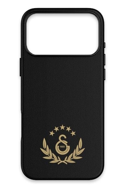 Lisanslı Galatasaray Iphone 17 Promax 5 Yıldız Gold Arma Deri Magsafe Telefon Kılıfı ''Dekomus Cep Defteri Hediyeli''