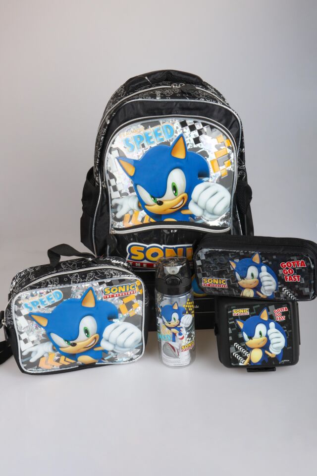 DEKOMUS İLE YENİ SEZON LİSANSLI SONIC ÖZEL KOLEKSİYON OKUL,KALEM VE BESLENME ÇANTASI İLE BESLENME KABI ,MATARA SETİ ''DEKOMUS CEP DEFTERİ HEDİYELİ''
