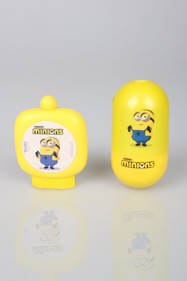 x Dekomus , Lisanslı Minions  Roly-Polly Silgili Kalemtraş ve Rotating Silgi Seti