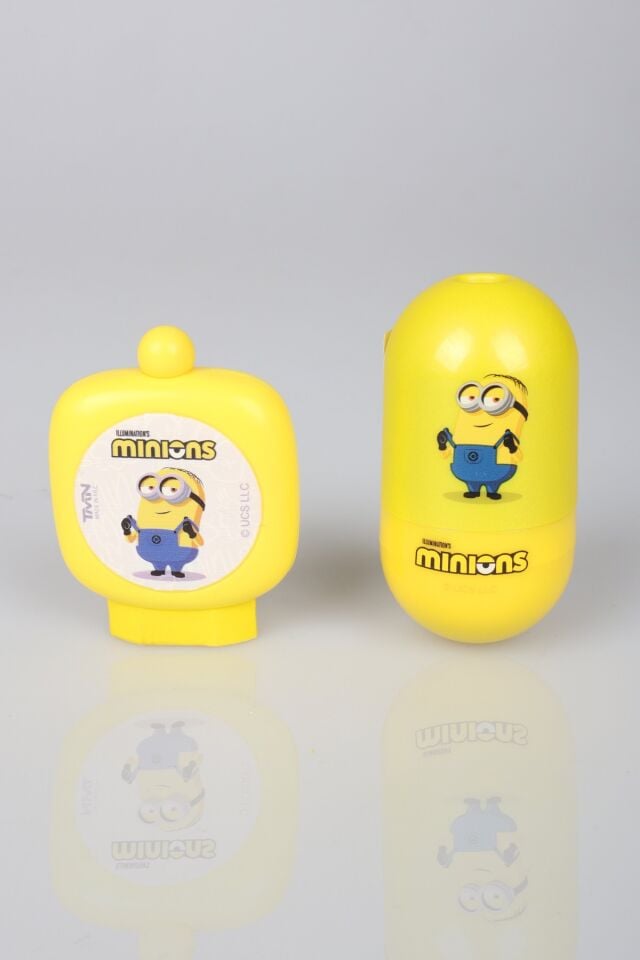 x Dekomus , Lisanslı Minions  Roly-Polly Silgili Kalemtraş ve Rotating Silgi Seti