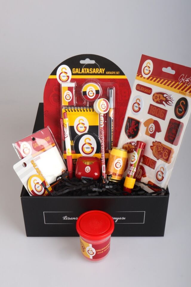 DEKOMUS GIFT BOX ÖZEL KUTULU GALATASARAY ''ASLANIN GÜCÜ'' KIRTASİYE SETİ  POST-IT,3D STICKER,UÇLU KALEM,AIRPODS KALEMTRAŞ