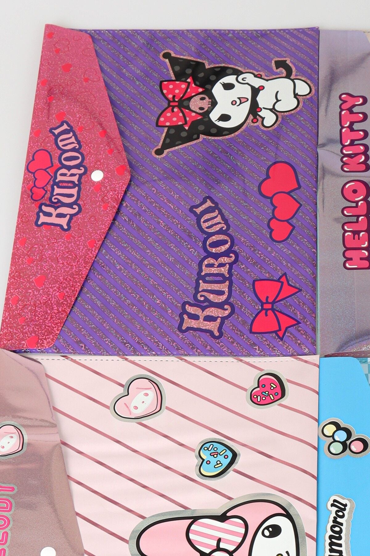 x Dekomus Lisanslı Sanrio Best Friends 4 Adet Çıtçıt Dosya Hello Kitty,My Melody,Kuromi,Cinnamoroll
