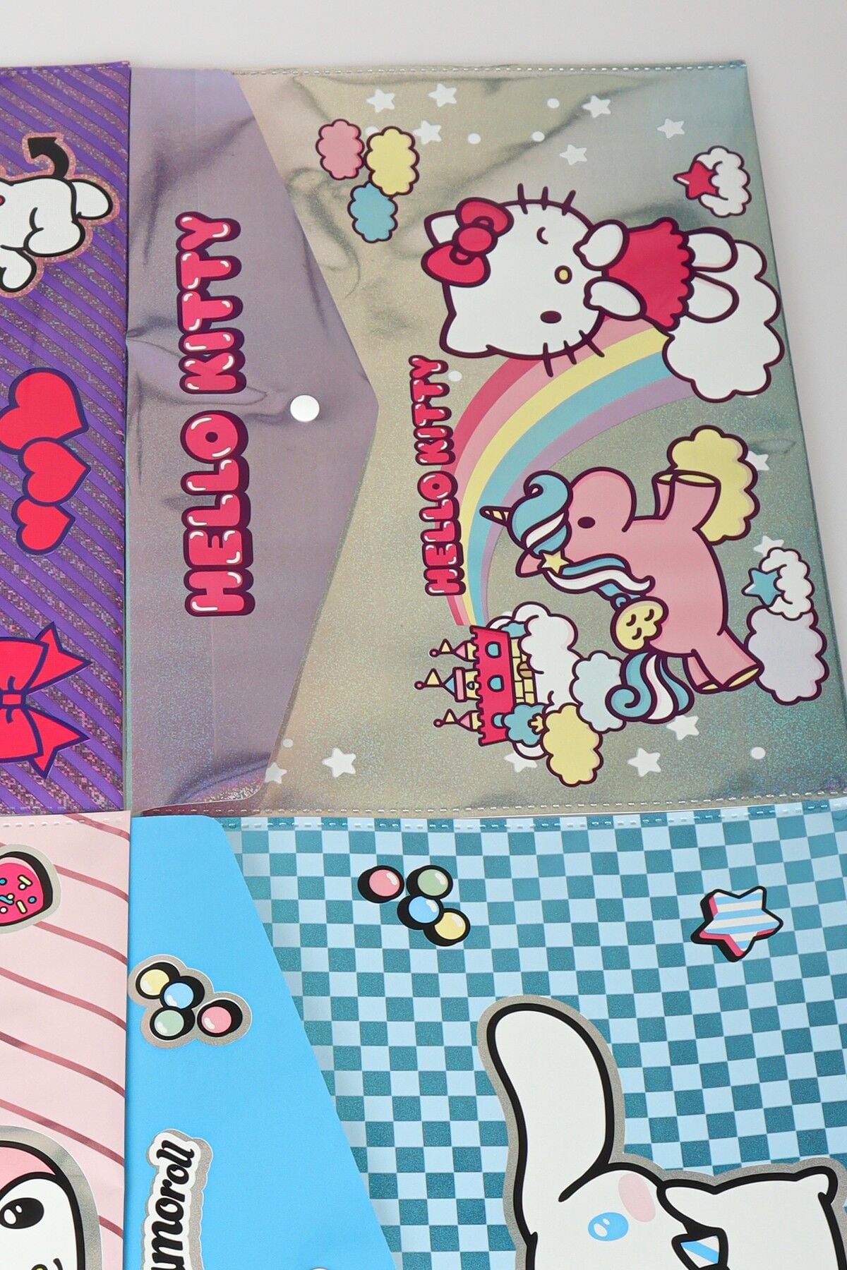 x Dekomus Lisanslı Sanrio Best Friends 4 Adet Çıtçıt Dosya Hello Kitty,My Melody,Kuromi,Cinnamoroll