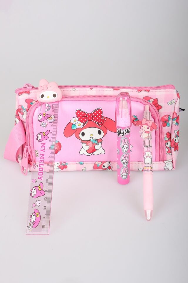 x Dekomus Lisanslı My Melody Sweet Berry Collection Kalem Çantası,Roket Silgi,Cetvel,Uçlu Kalem Seti
