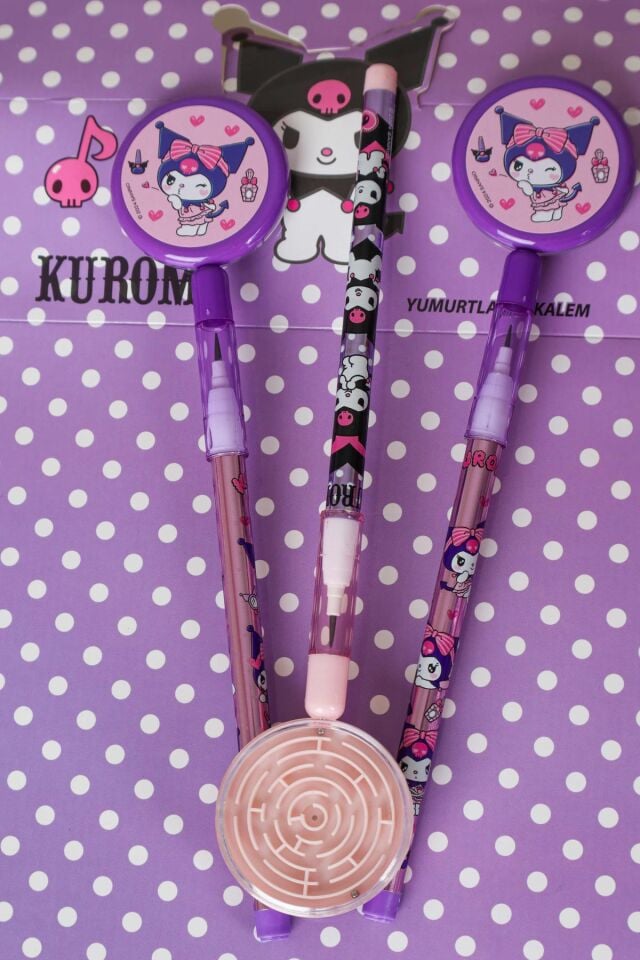 YENİ SEZON LİSANSLI KUROMI YUMURTALAYAN LABİRENT FİGÜRLÜ GEÇMELİ KURŞUN KALEM