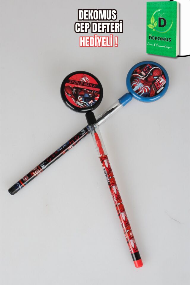 x Dekomus Lisanslı Spiderman Hero Gear Collection Yumurtalayan Labirent Figürlü Geçmeli Kurşun Kalem Tek Adet