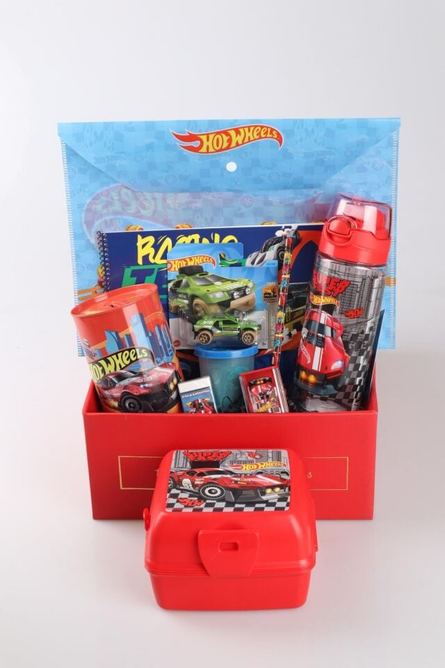 DEKOMUS ÖZEL KUTULU YENİ SEZON LİSANSLI HOT WHEELS MATARA,BESLENME KABI,ÇITÇIT DOSYA,OYUN HAMURU,OYUNCAK ARABA KIRTASİYE HOBİ SETİ