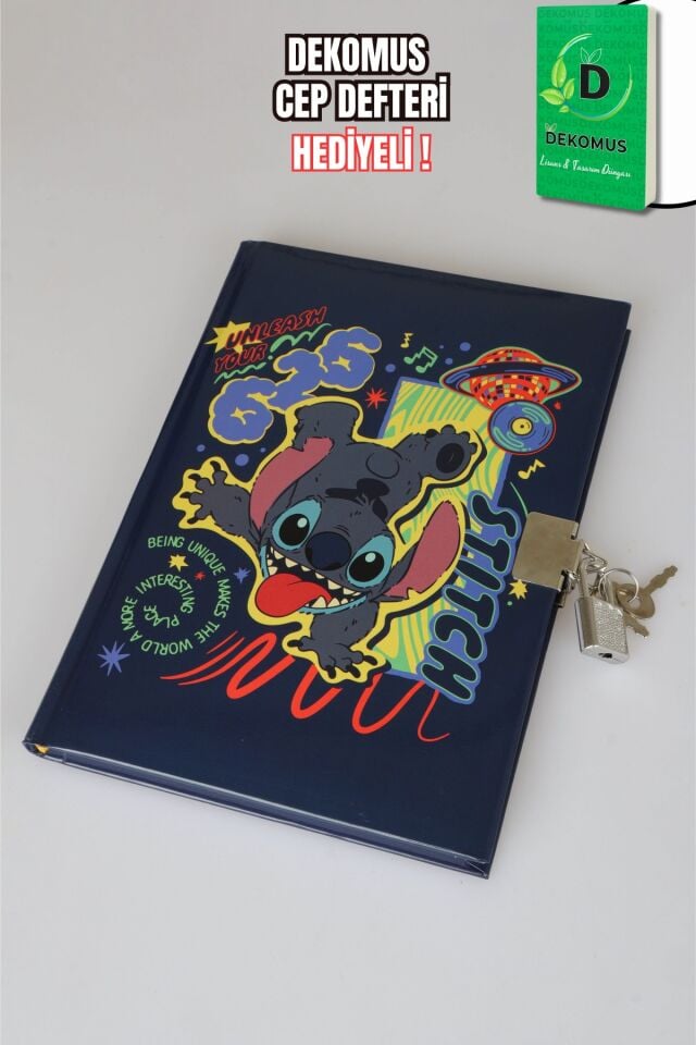 x Dekomus Lisanslı Lilo&Stitch Unleash Lock Journal Kilitli Hatıra Defteri ''Dekomus Cep Defteri Hediyeli''