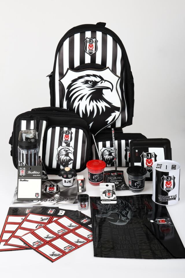 x Dekomus Lisanslı Beşiktaş Full Kırtasiye Seti 3D Kartal Küçük Boy Anaokul,Beslenme Ve Kalem Çantası,Matara,Beslenme Kabı Seti