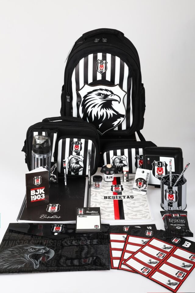 x Dekomus Lisanslı Beşiktaş Full Kırtasiye Seti 3D Kartal Büyük Boy Okul,Beslenme Ve Kalem Çantası,Beslenme Kabı,Matara Seti
